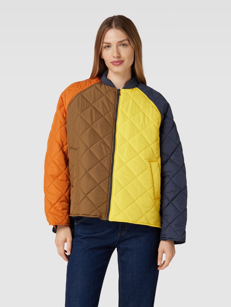Steppjacke mit Stehkragen in dunkelblau