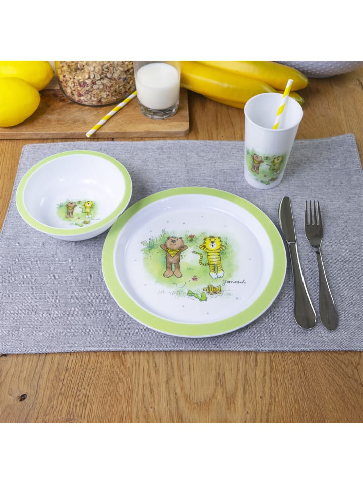 Geda Labels Kindergeschirr Janosch Kids 3teilig  in Grün - 21,5x21,5x8,5 günstig kaufen onesize