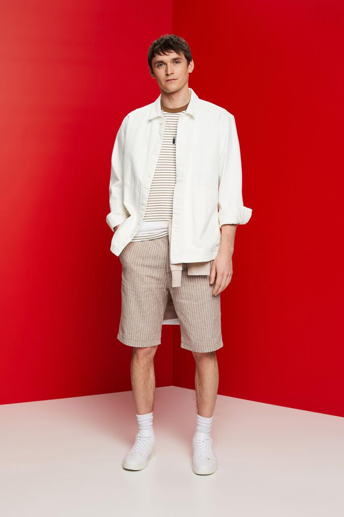 Gestreifte Chino-Shorts, Baumwoll-Leinen-Mix