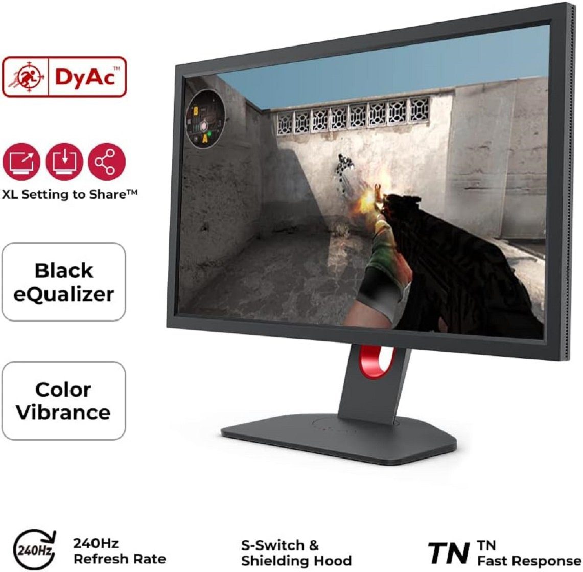 BenQ ZOWIE Gaming Monitor 24,5 Zoll, 240 Hz, 0.5ms, DyAc+, XL Setting Gaming-Monitor (62,20 cm/24,5 