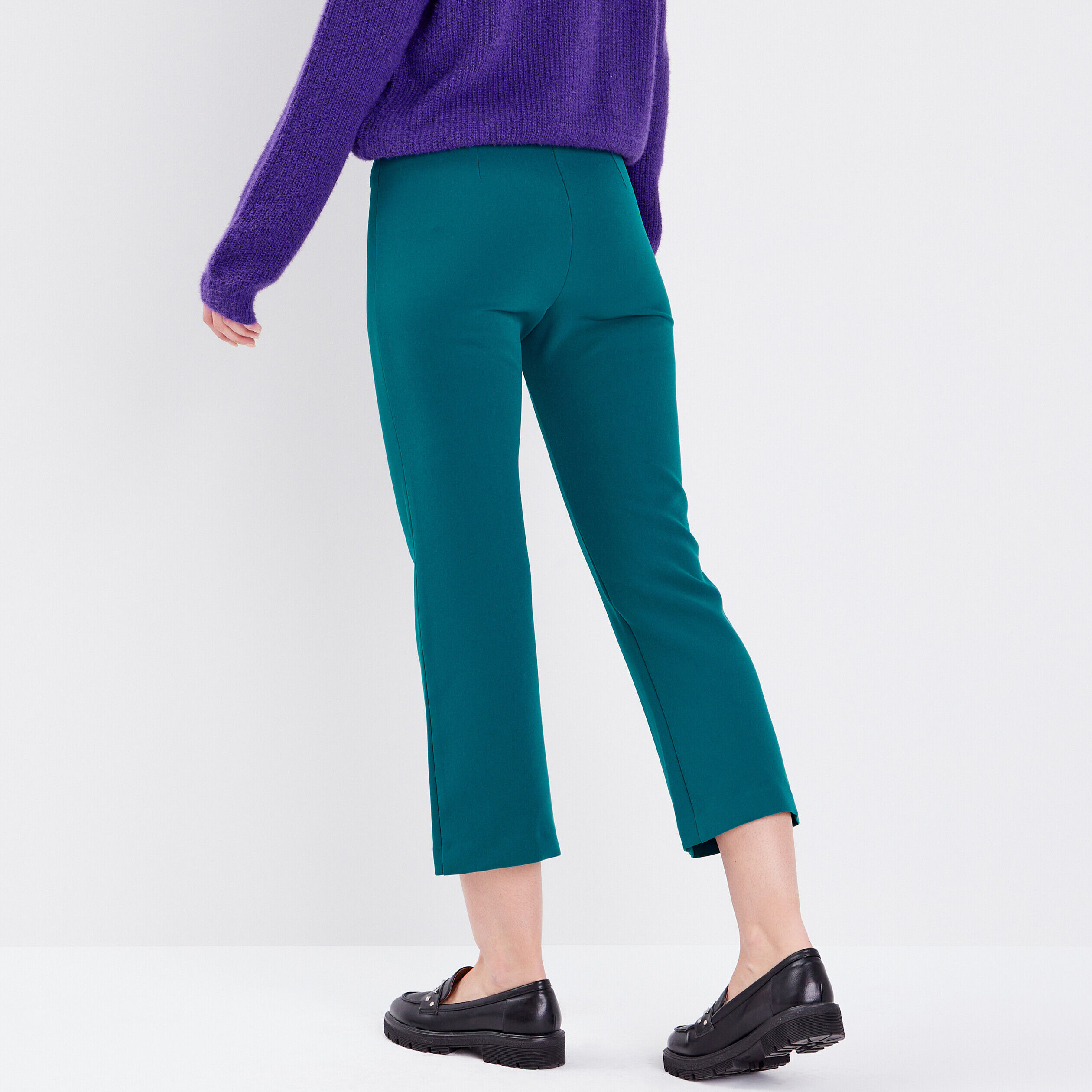 Pantalon flare 7/8ème vert émeraude femme | Cache Cache