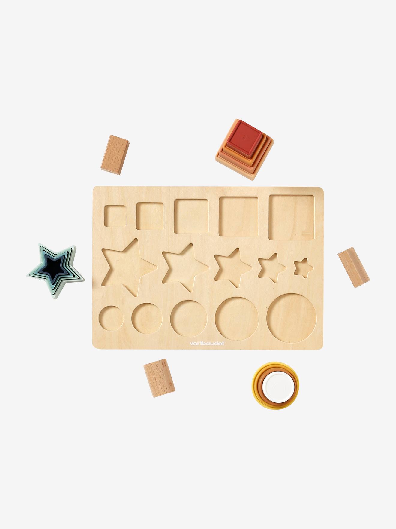 Vertbaudet Baby Formen-Puzzle, Silikon/Holz FSC - mehrfarbig