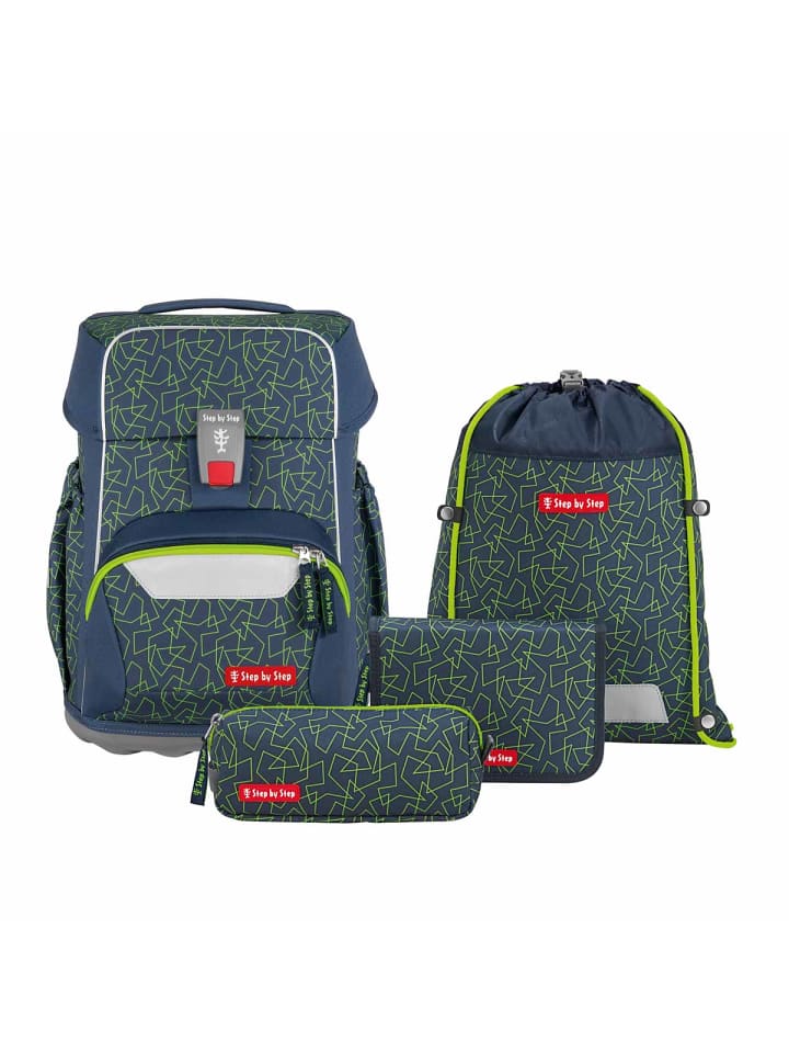 Step by Step Grundschulranzen-Set BASIS Green Geometric 4-teilig in Grün günstig kaufen onesize