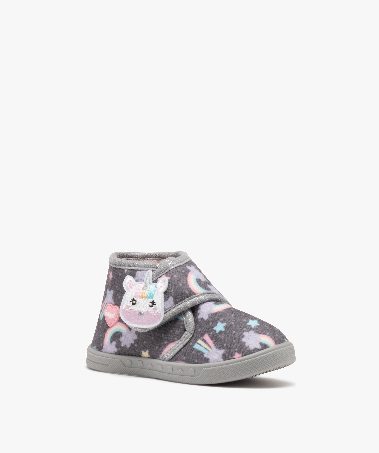 Chaussons bébé fille bottillons à scratch licorne - Beppi gris | GEMO