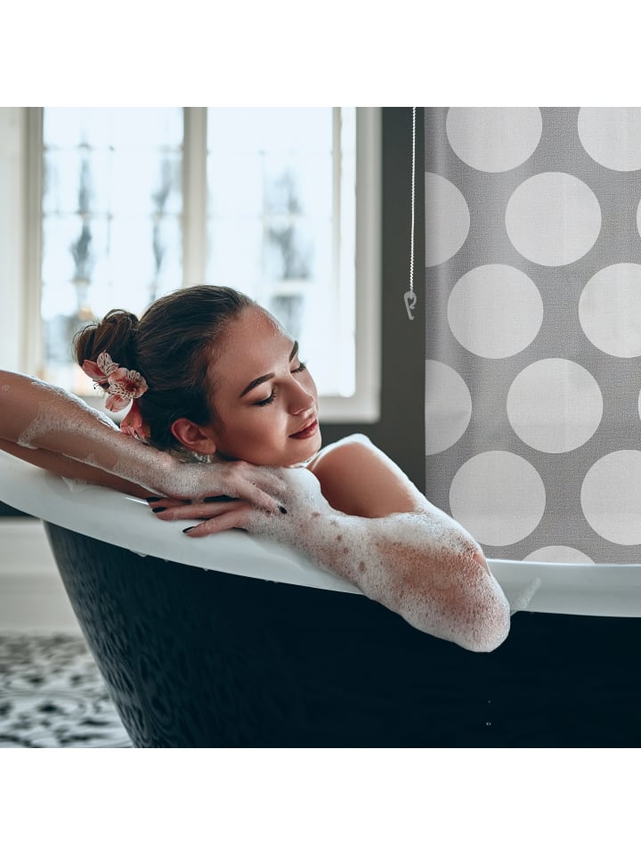 relaxdays Duschrollo Punkte in Grau - (B)60 x (H)240 cm günstig kaufen onesize