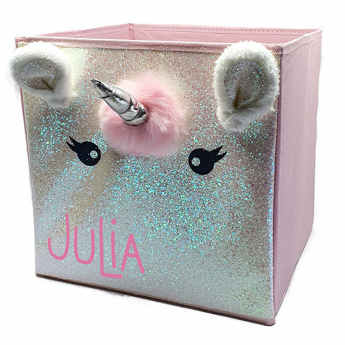 Aufbewahrungsbox personalisiert mit Name Einhorn Klappbar