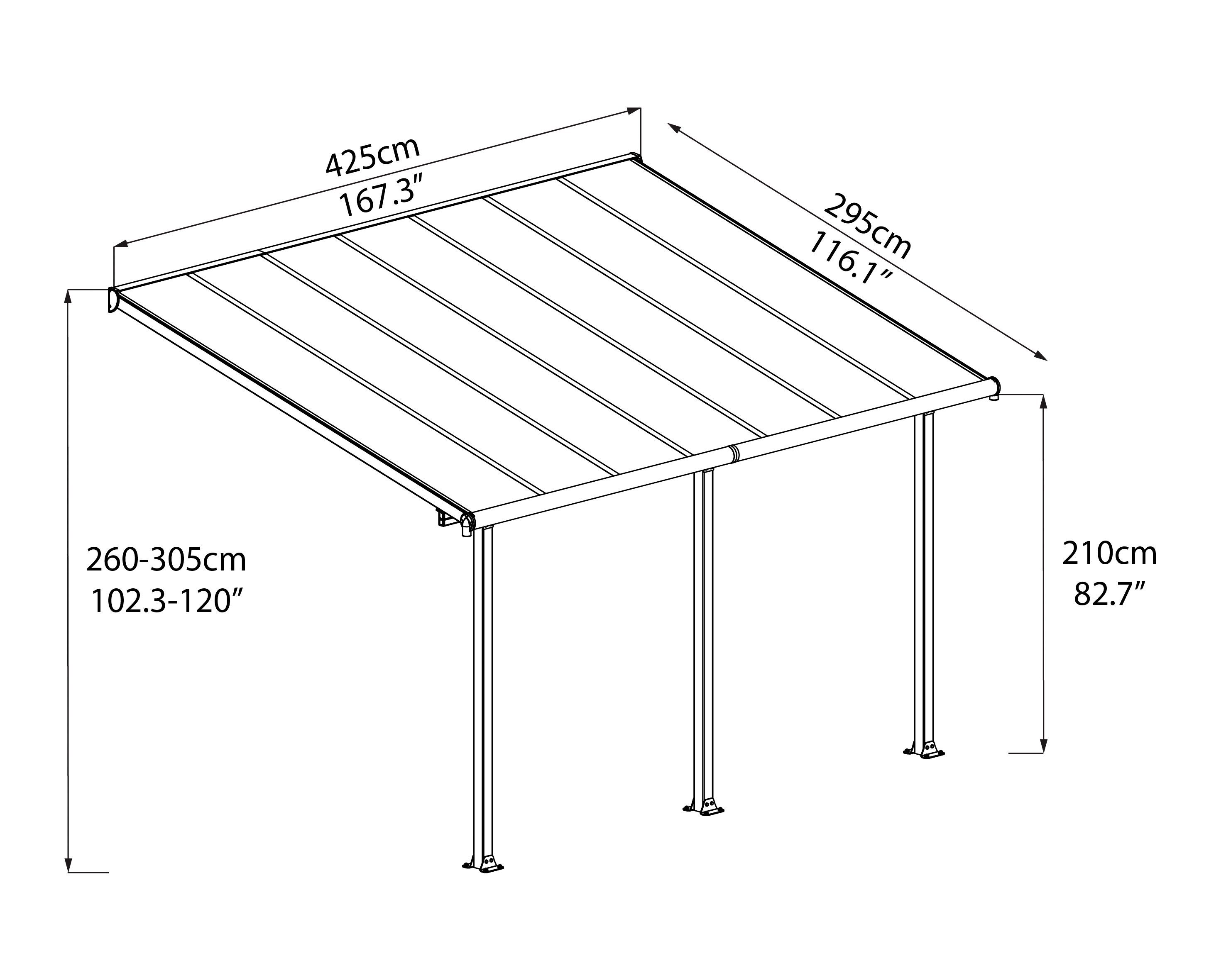 Palram - Canopia Terrassendach Olympia 3x4.2, BxT: 425x295 cm, Bedachung Doppelstegplatten, BxT: 425x295 cm