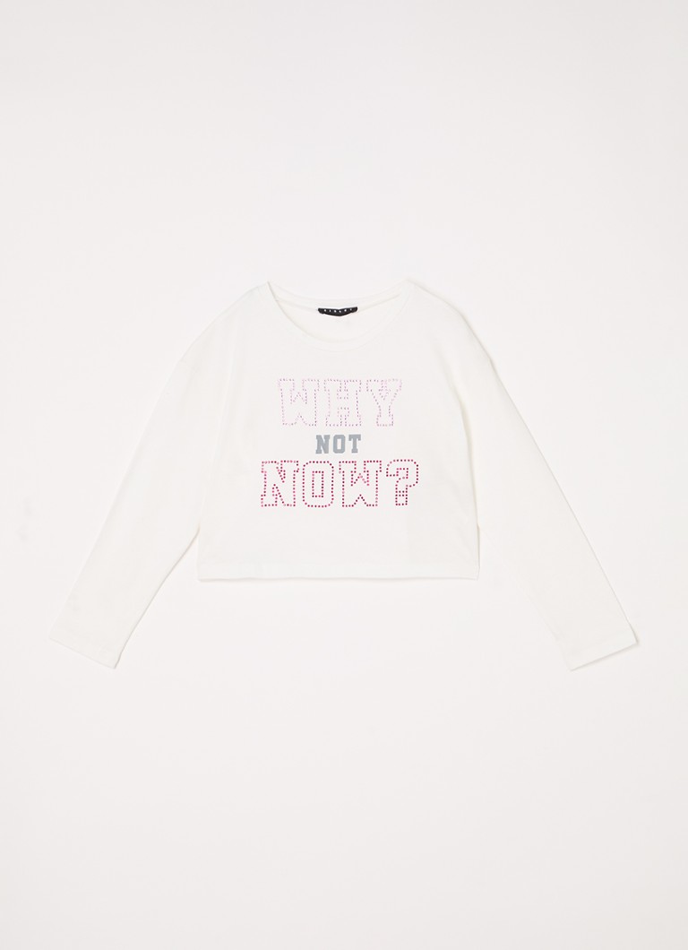 Top cropped Sisley Young com strass