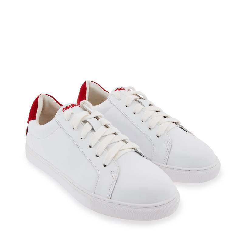 Baskets en cuir Simone petit amour rouge