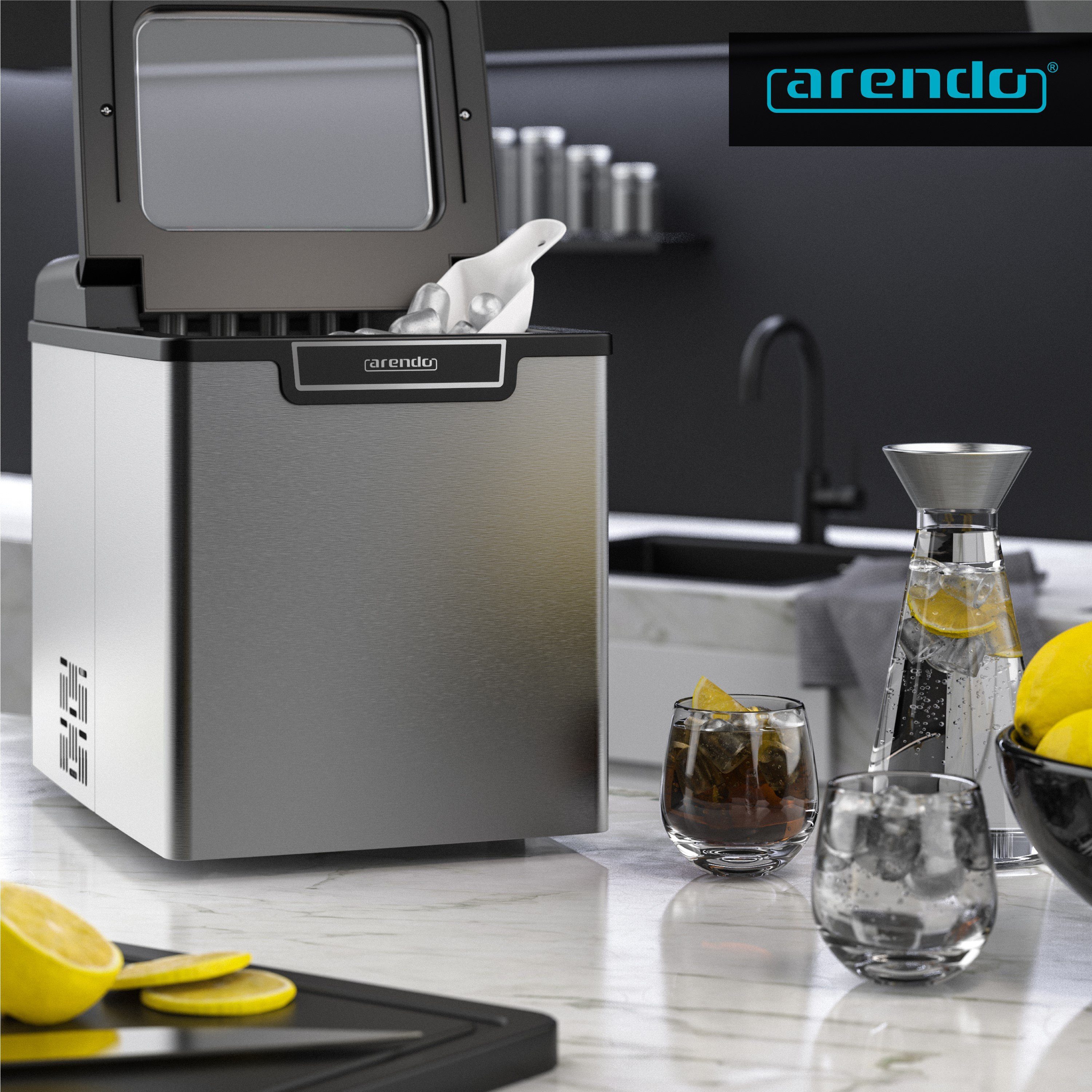 Arendo Eiswürfelmaschine, 1,8 Liter Eiswürfelbereiter, 9 Eiswürfel in 8 Minuten, 105W