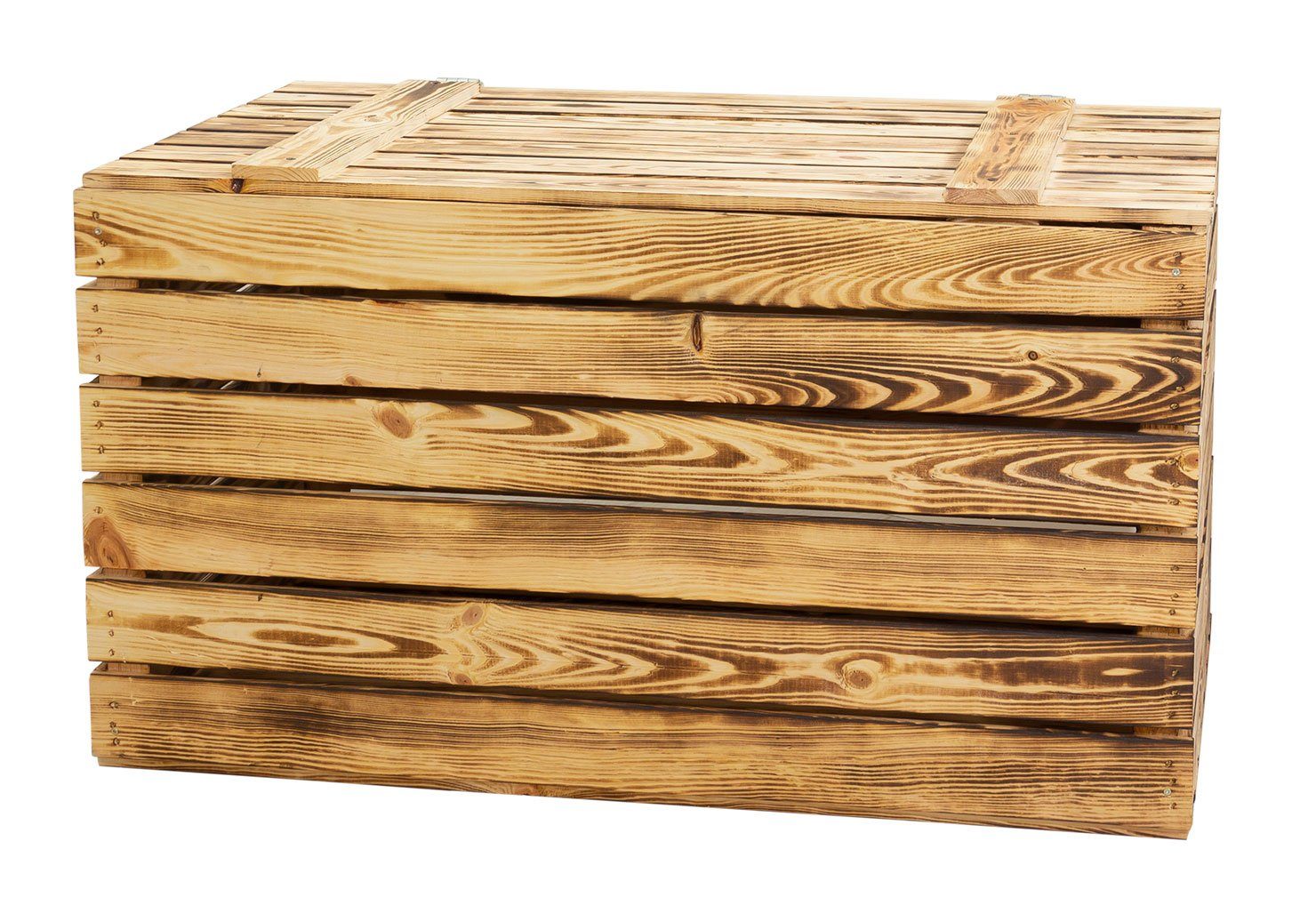 Kistenkolli Altes Land Allzweckkiste Grosse Holztruhe 80er geflammt mit Deckel 80x50x39cm
