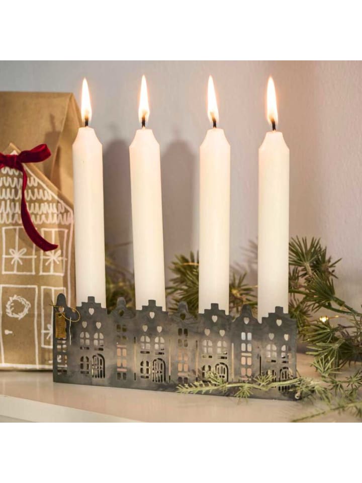 IB Laursen Kerzenhalter HAUSFASSADE Grau für 4 Kerzen 19 cm günstig kaufen onesize