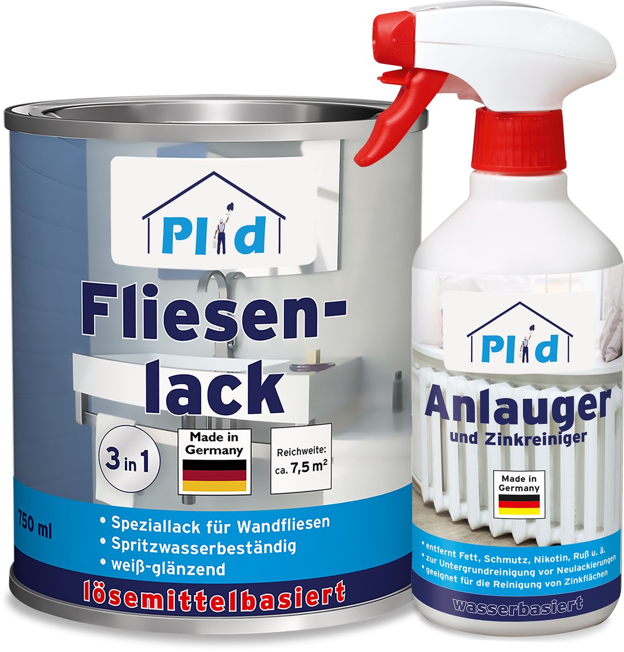 Plid Premium Fliesenlack Fliesen Lack  Fliesenfarbe & 0,5l Anlauger Weiß - Glänzend