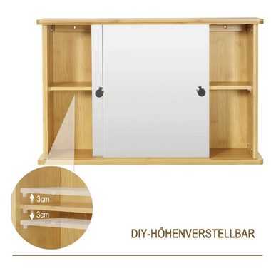 EUGAD Badezimmerspiegelschrank mit Ablage, aus Bambus, 55x35,5x14 cm