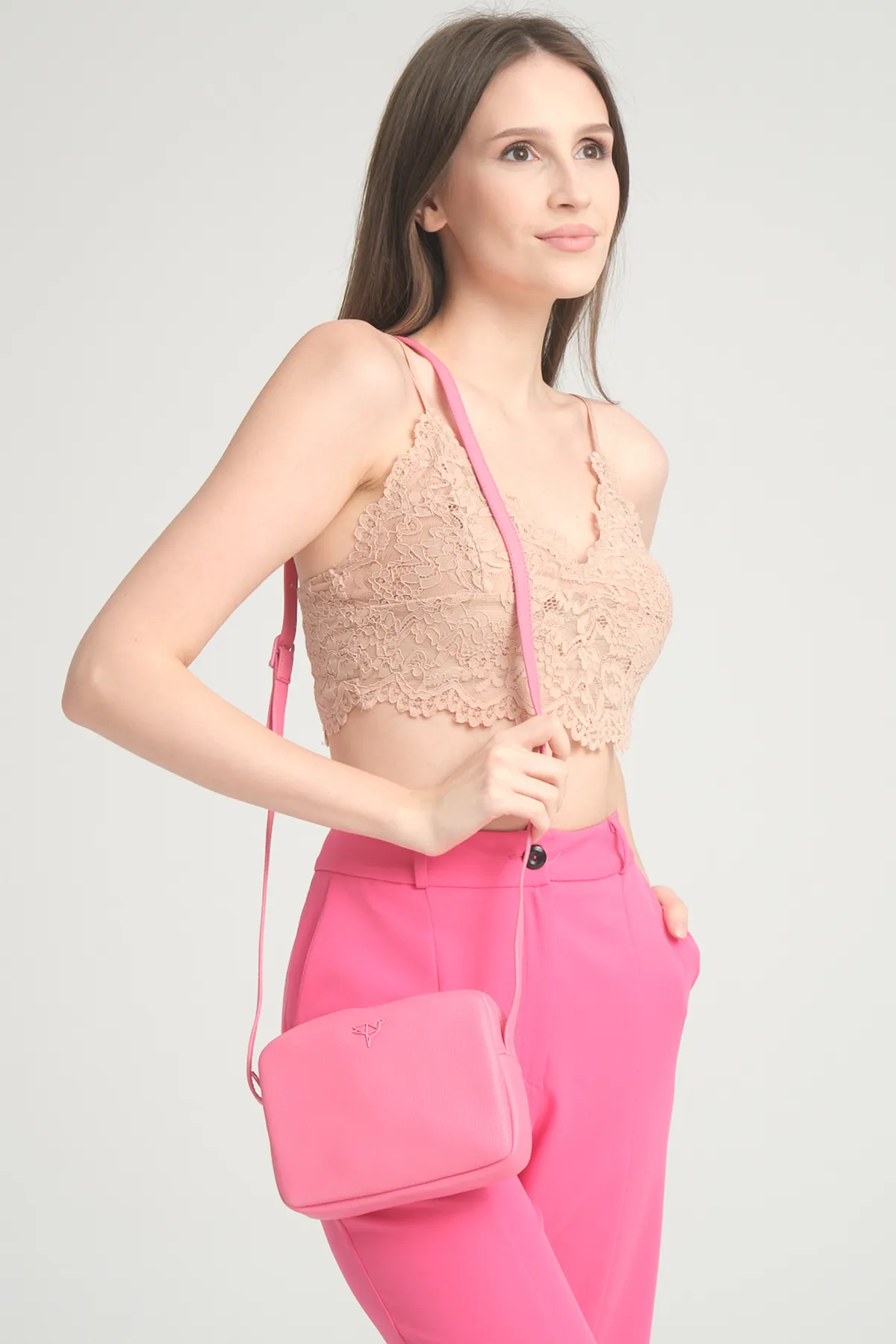 Garbalia  Damen-Minitasche Liberty Pink mit verstellbarem Schultergurt mit Kreuzgriff und Reißverschluss