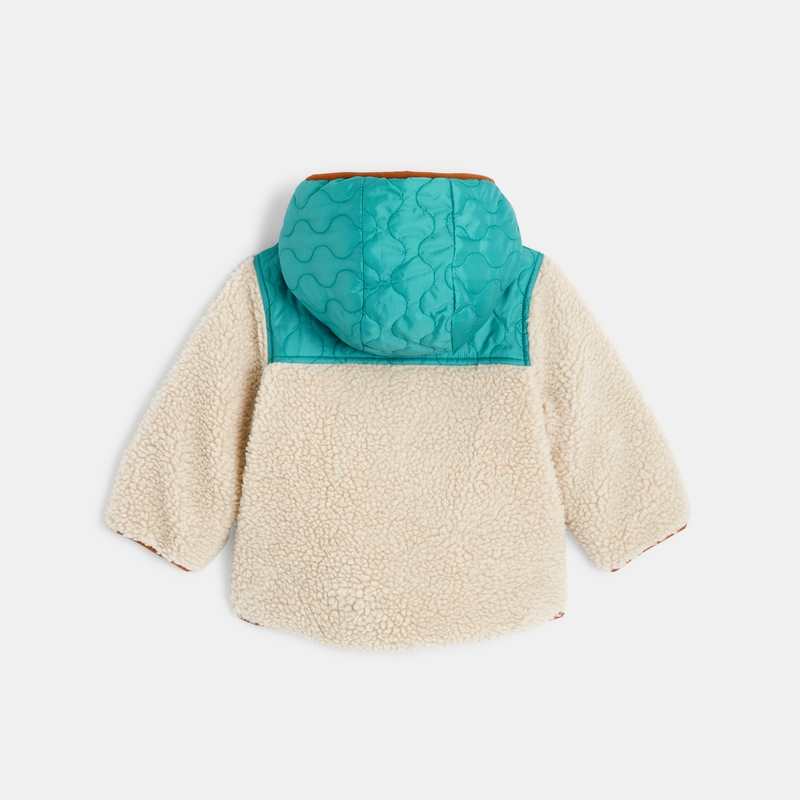 Veste sherpa bébé zippée à capuche blanc Catimini