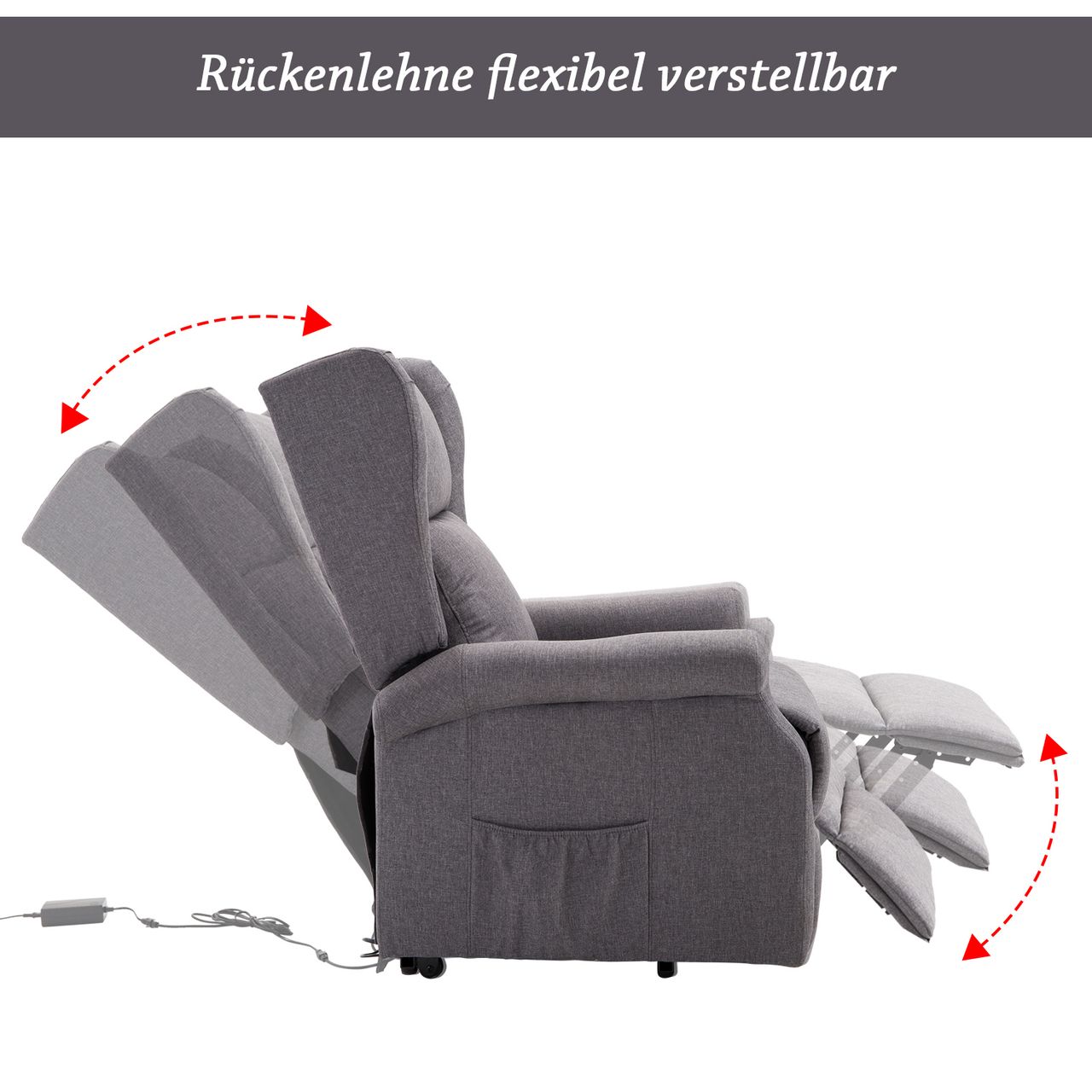 HOMCOM Aufstehsessel Fernsehsessel mit Aufstehhilfe elektrisch Leinen 2 Farben