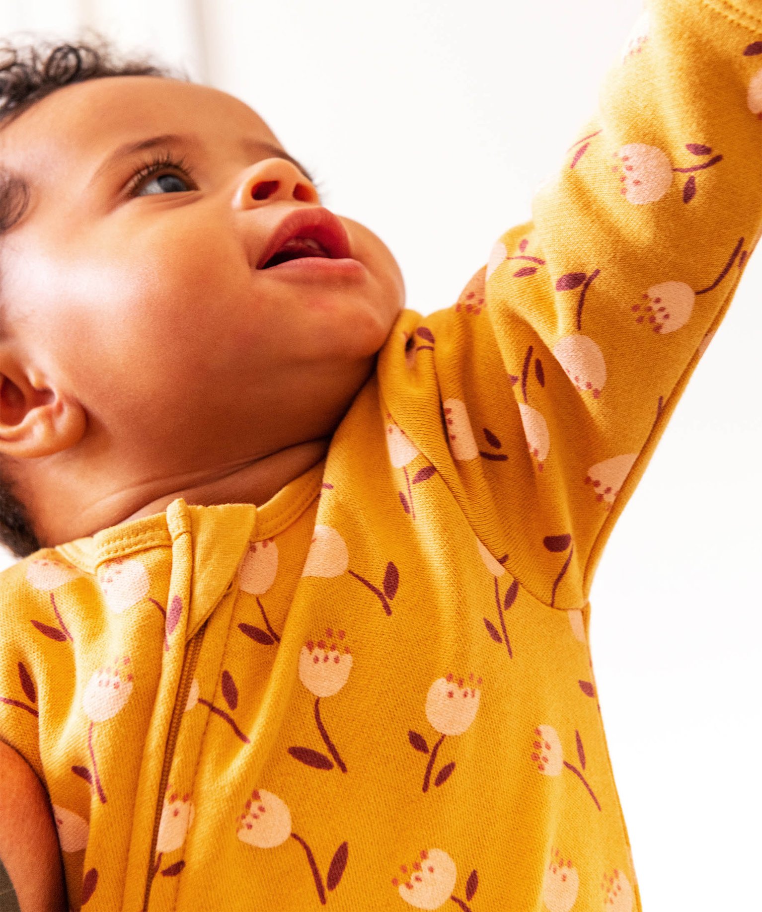 Pyjama en jersey molletonné avec zip ventral bébé jaune | GEMO