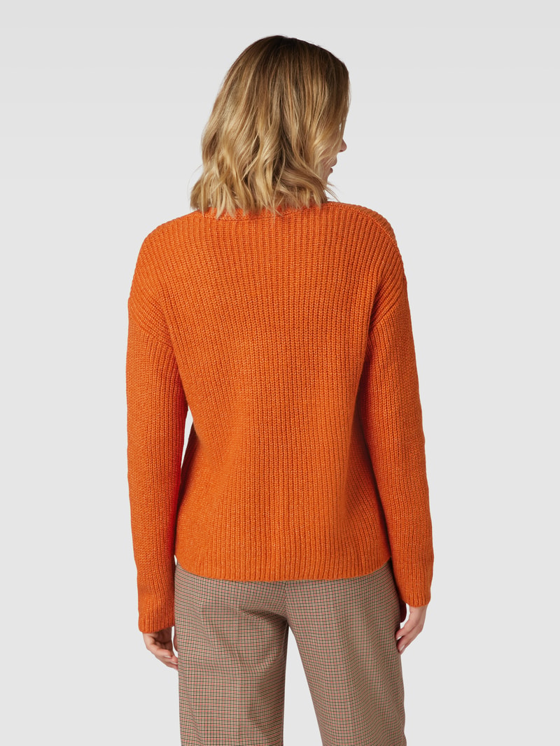 Strickpullover mit überschnittenen Schultern in dunkel orange