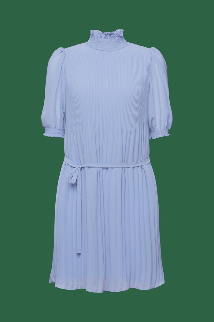 Plissiertes Chiffon-Minikleid mit Stehkragen