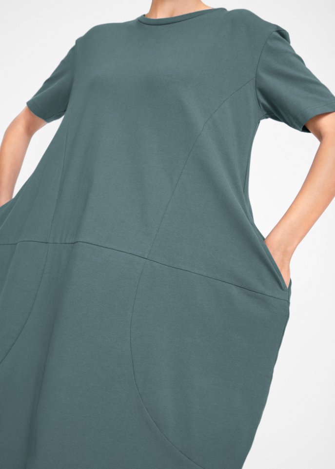 Knieumspielendes Oversized-Baumwoll-Kleid in O-Shape, 1/2-Arm