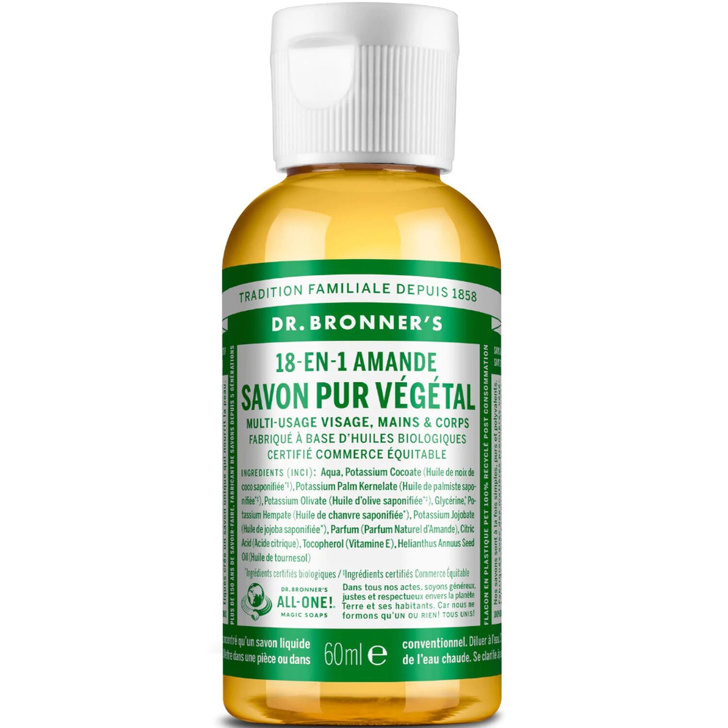 Dr Bronners Savon liquide Amande Un savon de Castille liquide naturel 18-en-1