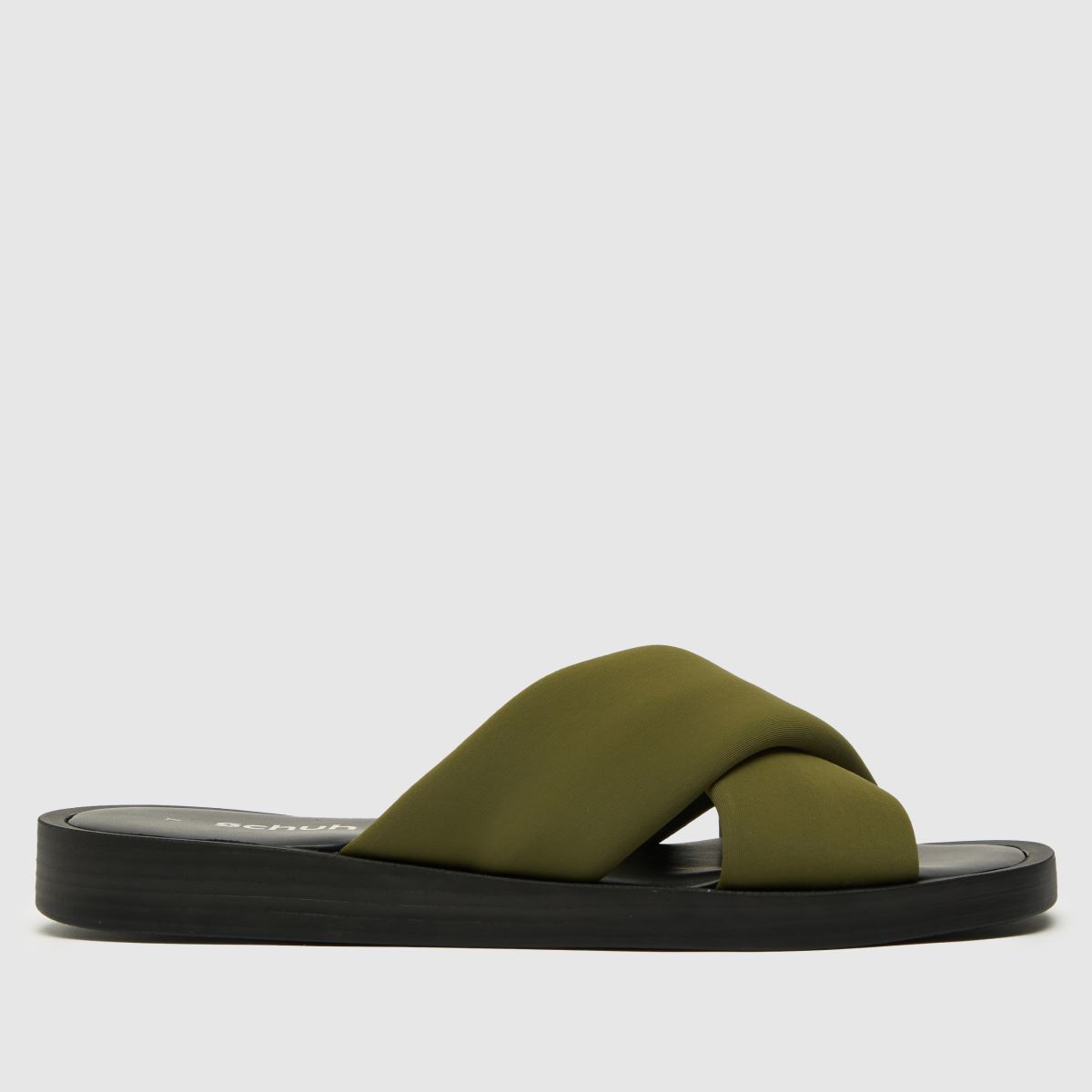 Schuh Taiwan – Gröna sandaler med korsband i satin