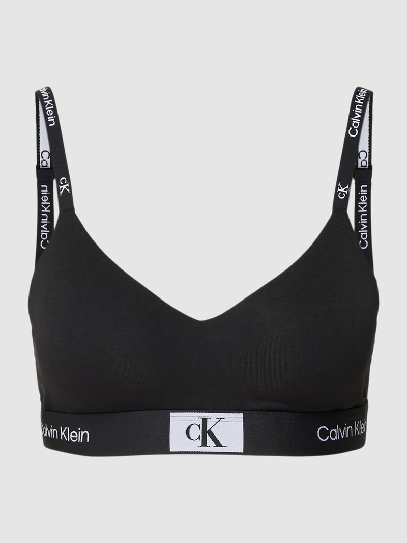Bralette mit elastischem Logo-Bund in schwarz