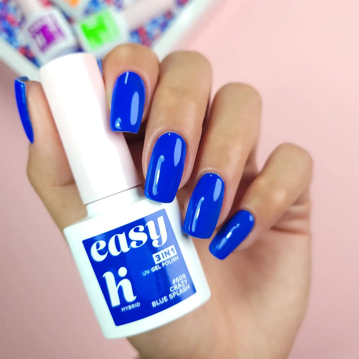Hi Hybrid Easy 3in1 хибридни лак за нокте 609 Crazy Blue Splash