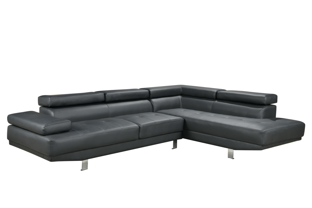 Happy Home Happy Home Ecksofa mit verstellbare Kopf- und Arm-Funktionen HSP108-DGR dunkelgrau Lederoptik