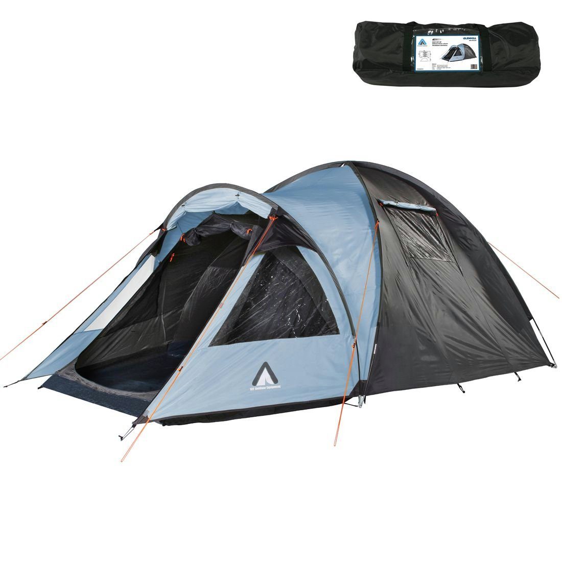 10T Outdoor Equipment Kuppelzelt Glenhill Arona 4 Mann Zelt Kuppelzelt 5000 mm mit XXL Schlafkabine, Personen: 4
