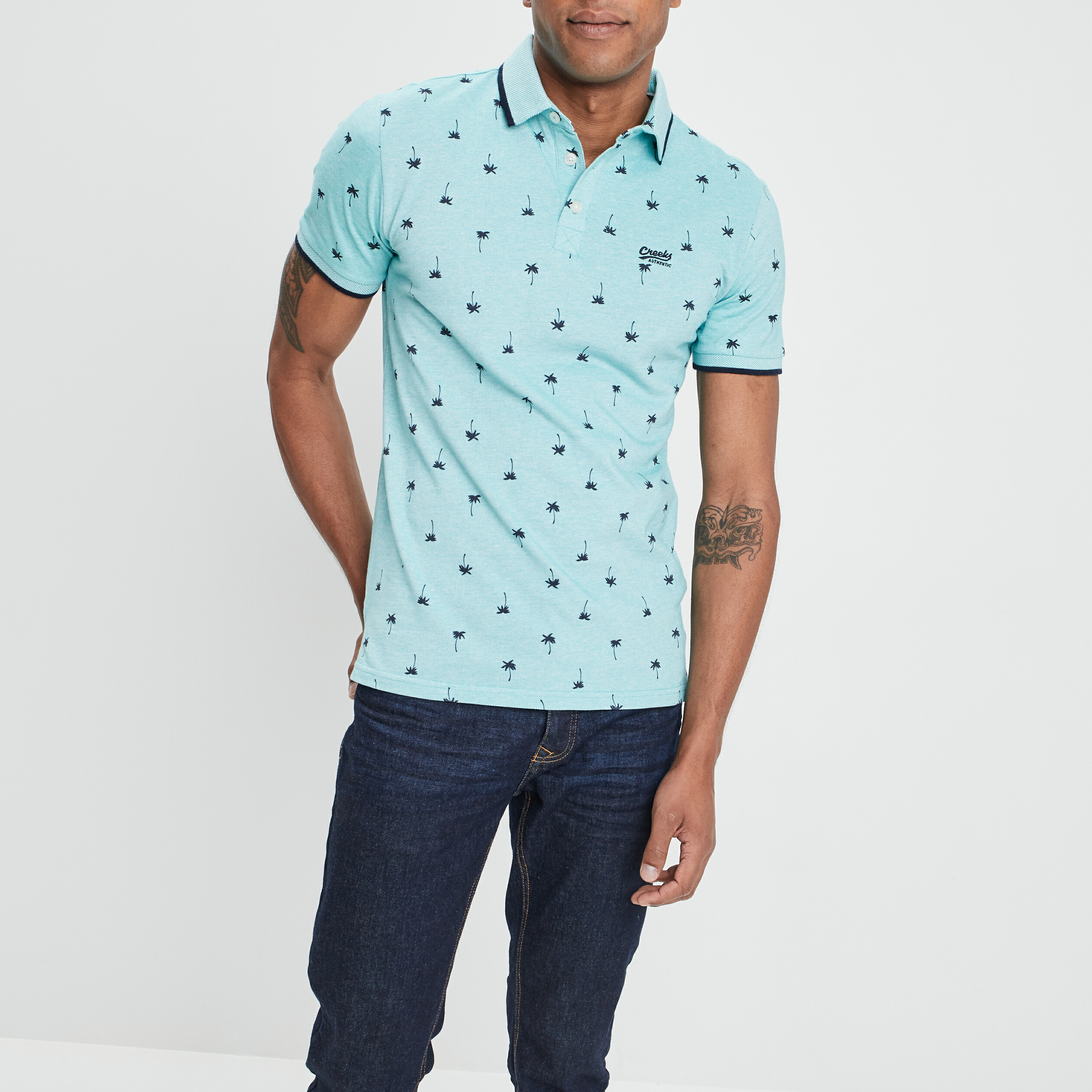 Polo manches courtes Creeks vert turquoise homme | La Halle