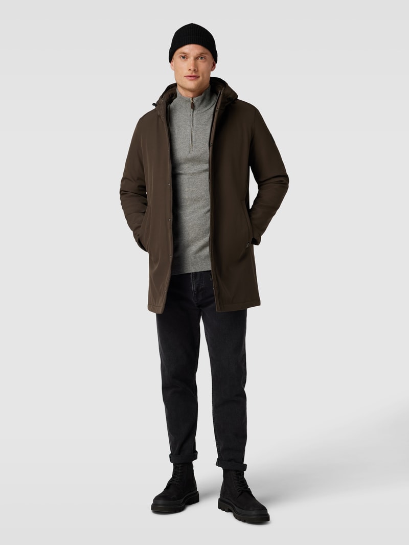 Funktionsjacke mit Kapuze Modell 'deston' in mittelbraun