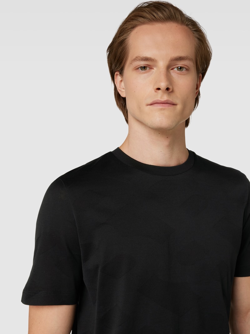 T-Shirt mit Strukturmuster Modell 'Tiburt' in schwarz