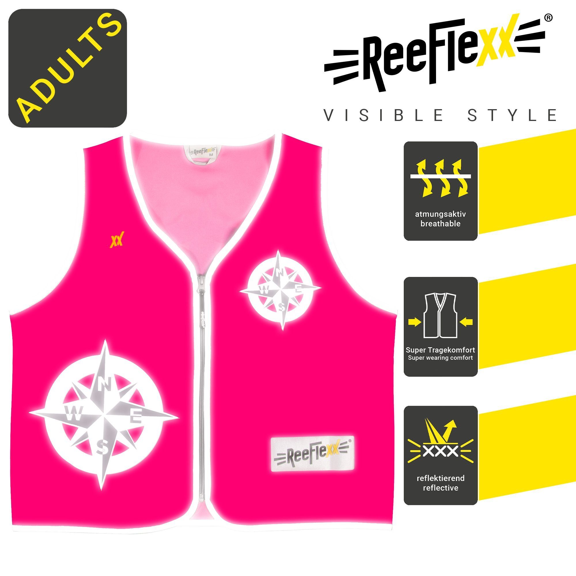 ReeFlexx Warnweste Solid Pink Compass - Damenwarnweste