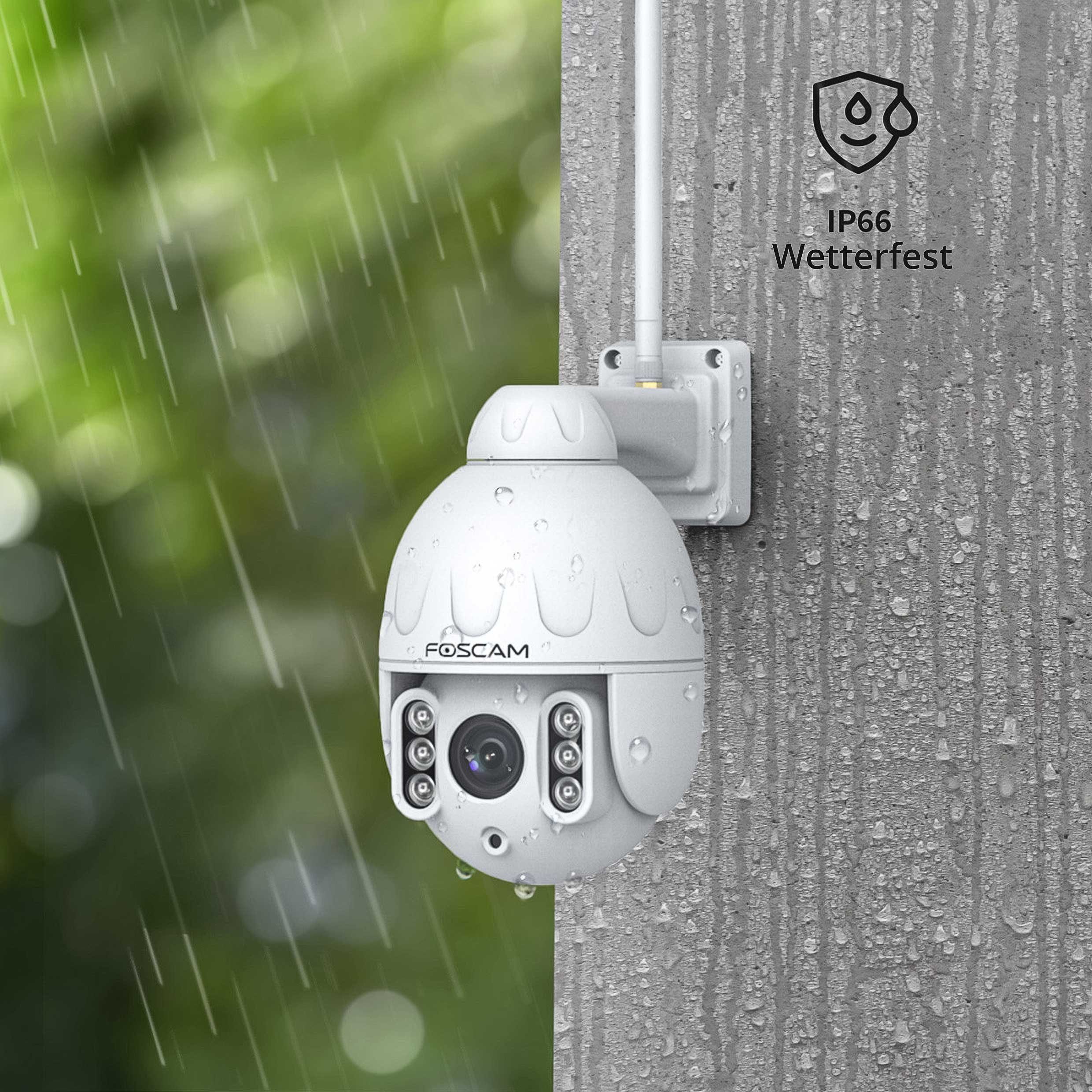 Foscam SD2 2 MP 1080P Dual-Band WLAN PTZ Dome Überwachungskamera (Außenbereich, Innenbereich, 4-fach optischer Zoom, Nachtsicht bis zu 50 Meter, Inkl. 64 GB Mikro-SD Karte, IP66 Wasserfest)