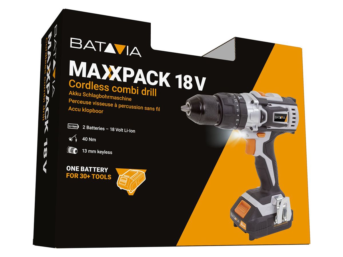 Batavia Maxxpack Schlagbohrmaschine mit 2 Akkus und Ladegerät