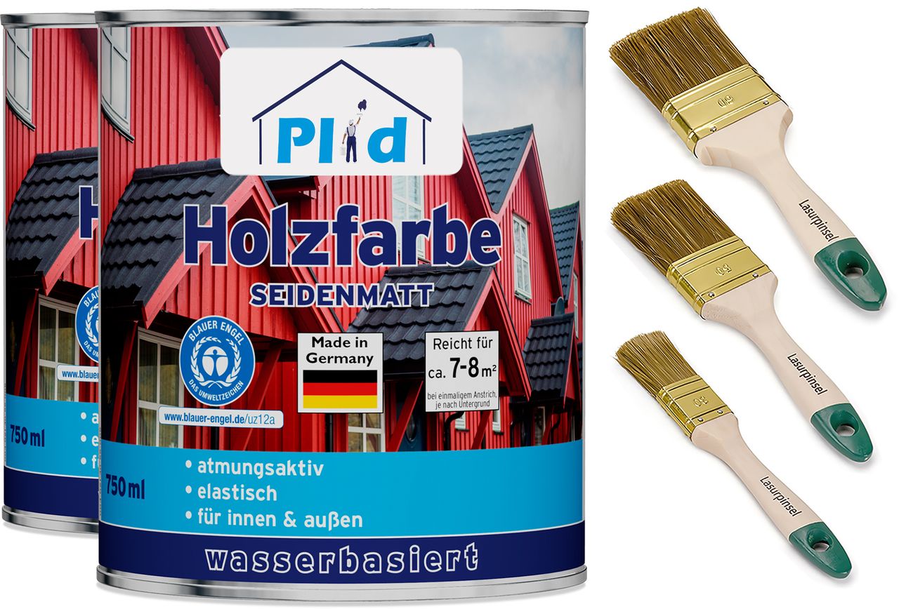Plid Premium Holzfarbe Holzlack Farbe für Holz Pinsel Moosgrün