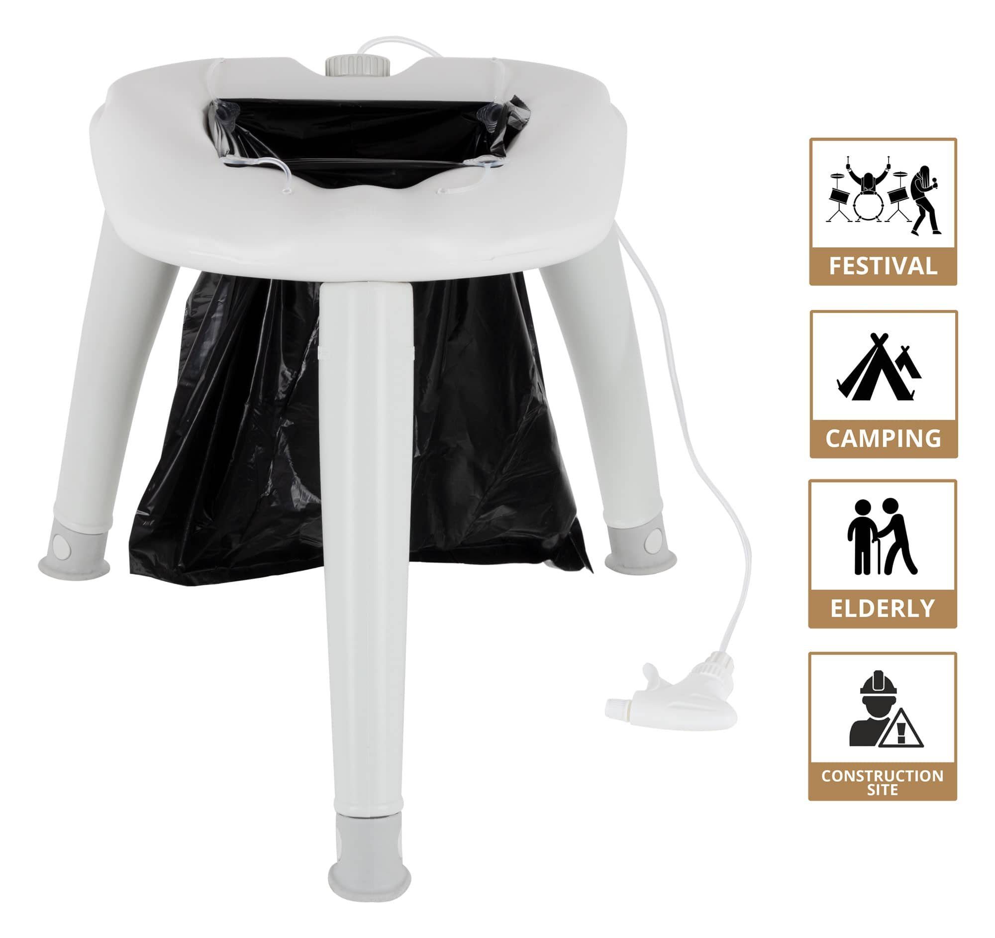 Stagecaptain Campingtoilette Camping Toilette - Outdoor- und Reise-WC - Für Kinder und Erwachsene, (Quixie-2842, 2-St., 2 Stück im Spar-Set), Mit Handwaschsprayer - Inkl. 10 Auffangbeutel