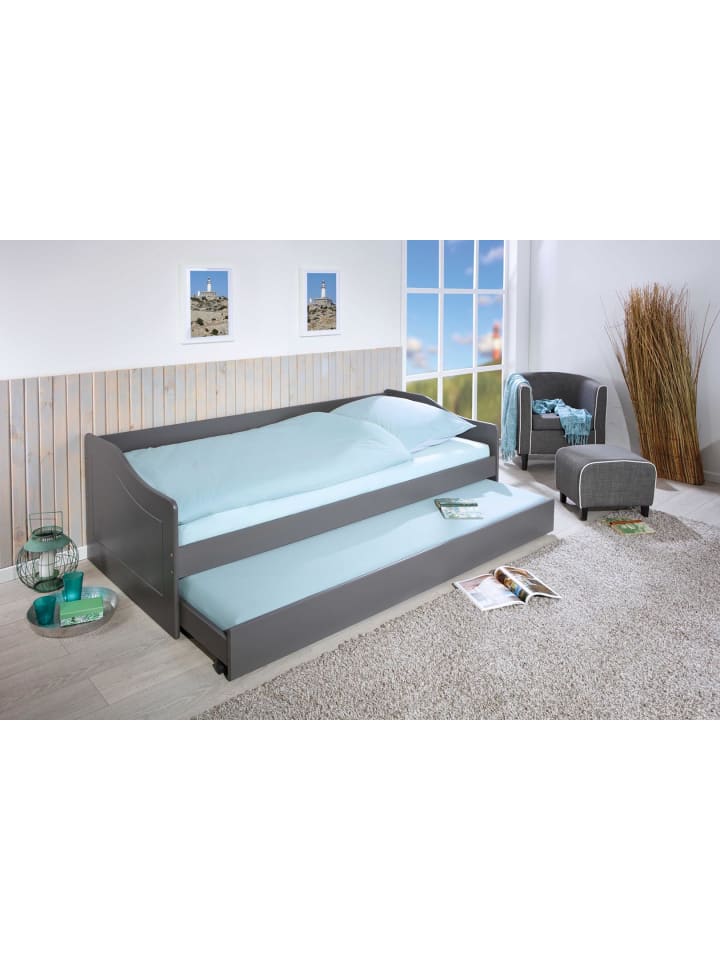 ebuy24 Bett Leonie Grau 207 x 96 cm günstig kaufen onesize