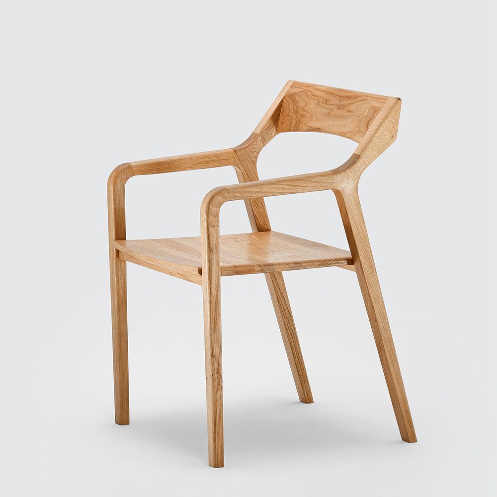 Mobello Stuhl Zeitloser Massiv Holz Designerstuhl, Bequemer Holzstuhl & Esszimmerstuhl, 52x53x80 cm