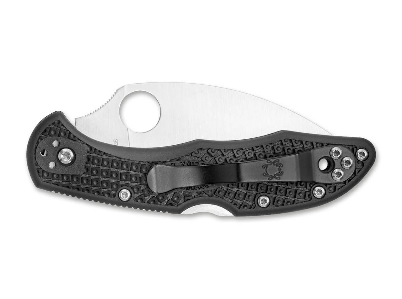 Delica 4 Lightweight Flat Ground Black Wharncliffe Serrated