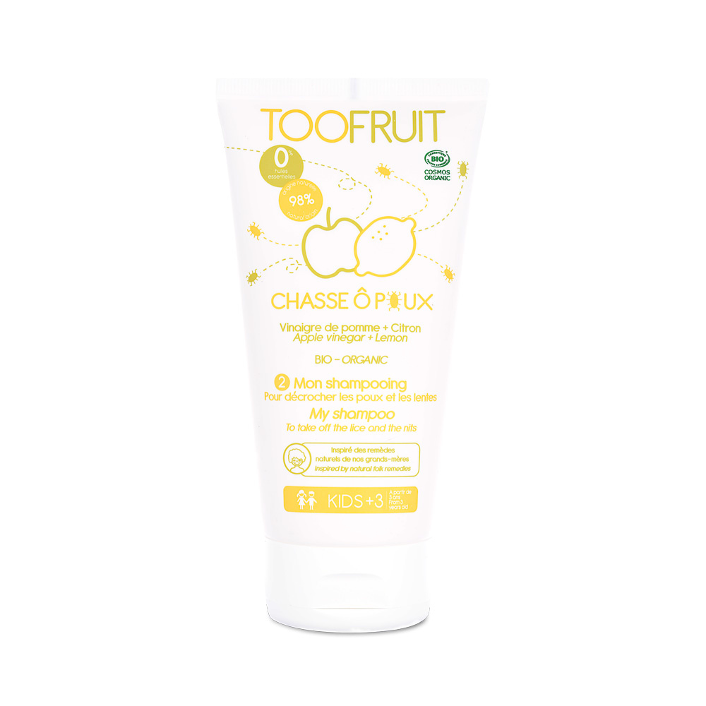 toofruit Chasse O Poux, shampoing BIO   Pomme - Citron Shampooing