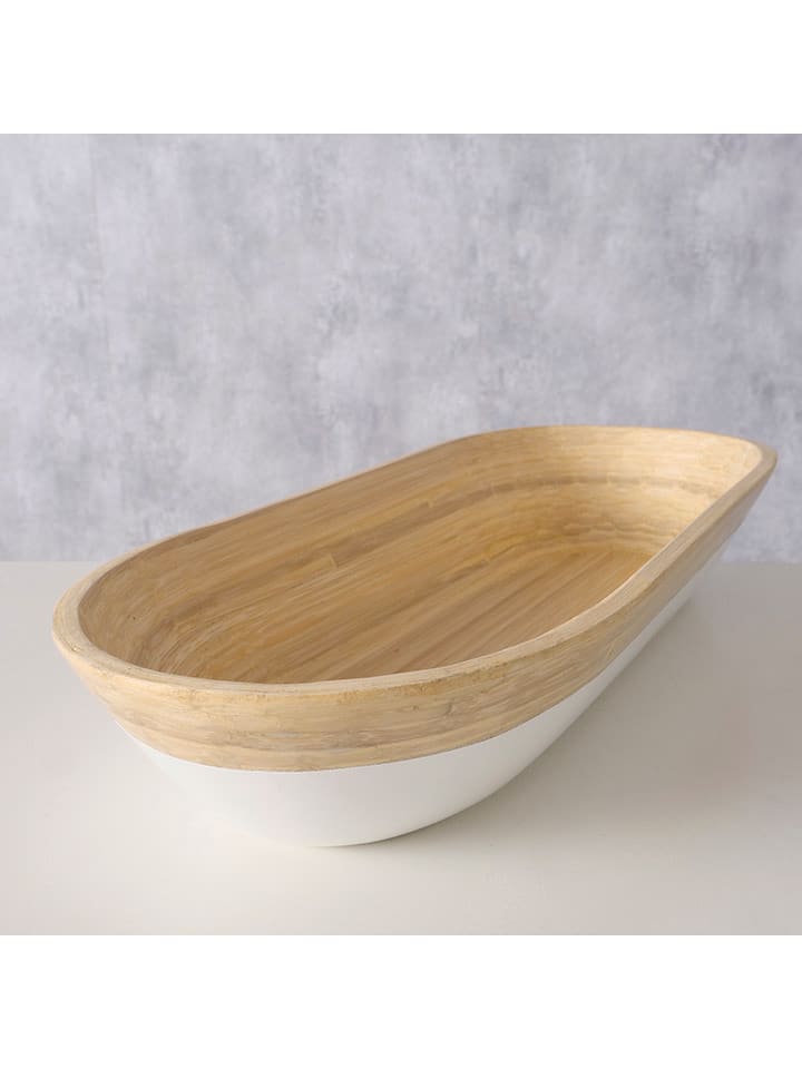 Boltze Dekoschale ''Bambo'' in Weiß/ Beige - (B)45 x (H)6,5 x (T)15 cm günstig kaufen onesize