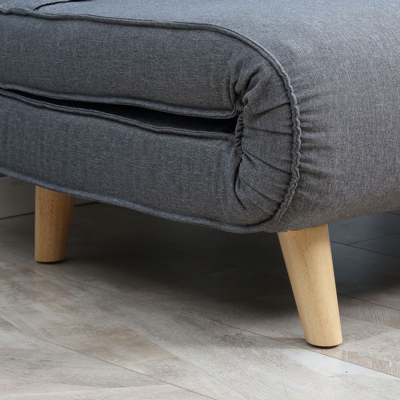 HOMCOM Einzelsofa Schlafsofa Sofabett Klappsofa verstellbar Rückenlehne Liege nordisch skandinavisch 25D Schaumstoff Haus Leinenimitat Tannenholz Grau
