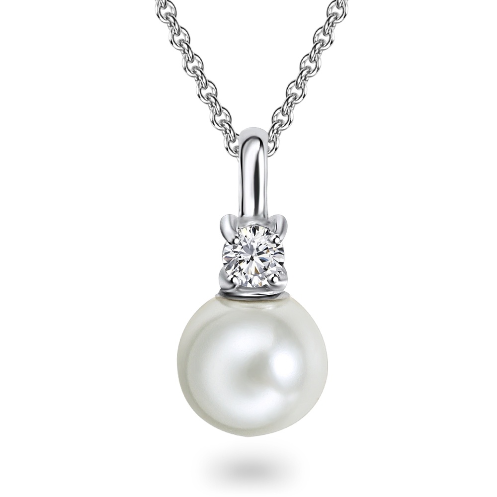 Rafaela Donata Collier en argent Argent sterling Oxyde de zirconium (CZ) Perle (synth.) en Argen collier