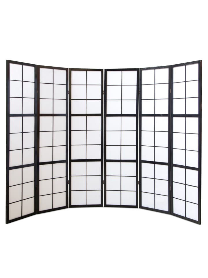 Homestyle4u 6-tlg. Paravent Shoji in Schwarz 264x175 cm günstig kaufen onesize