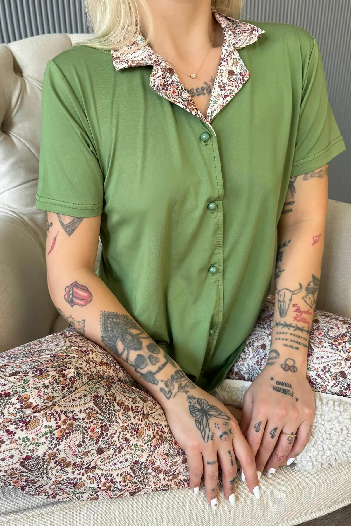 Pijamaevi  Pyjama set - Grün - Unifarben