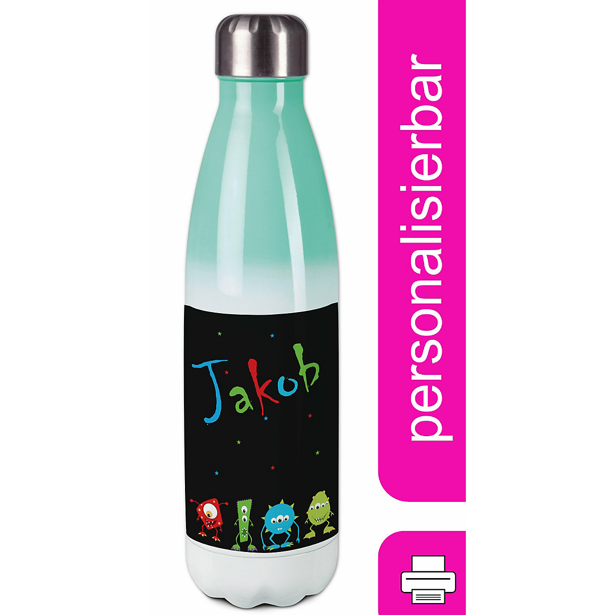 Edelstahl Kinder Thermoflasche / Trinkflasche bunt Monsterparade Spülmaschinenfest, Auslaufsicher, Bruchfest, Doppelwandig, Für Heißgetränke geeignet, Mit Deckel, Isoliert