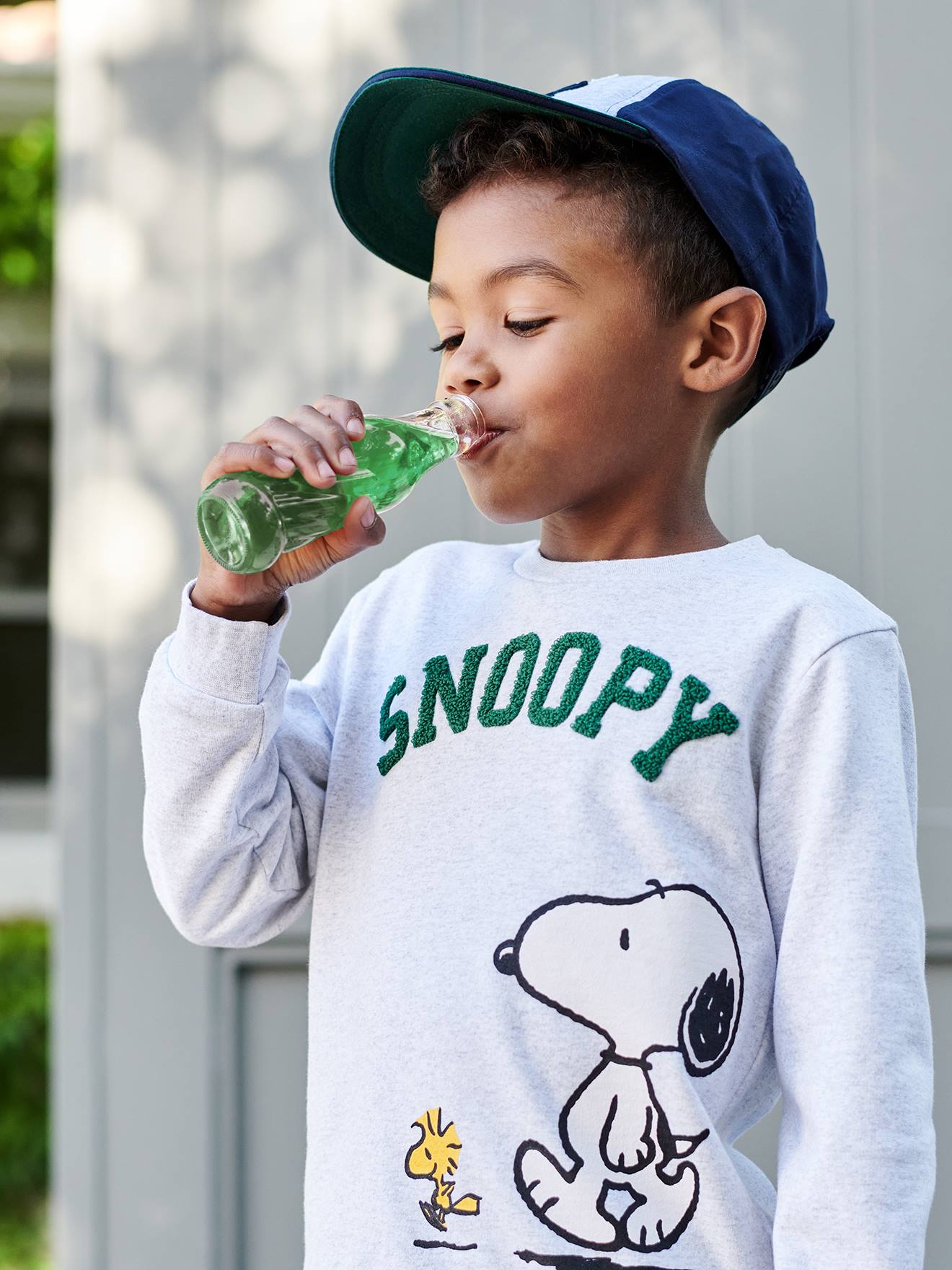 Sweat garçon Snoopy Peanuts® gris clair chine